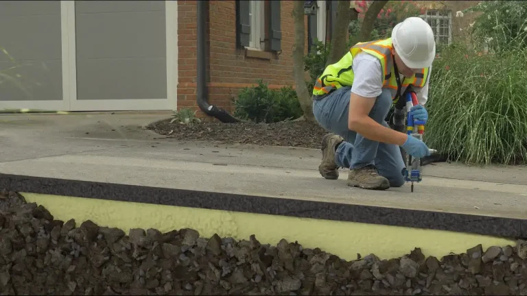 Technician performing concrete leveling in Boston.